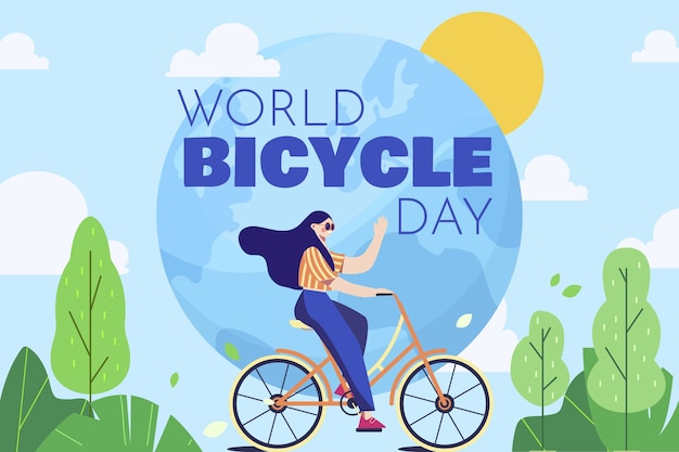 Ilustração do dia mundial da bicicleta plana