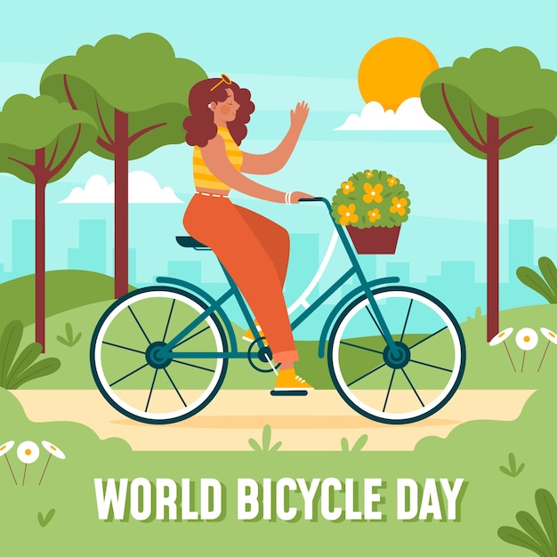 Ilustração do dia mundial da bicicleta plana