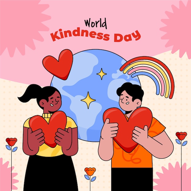 Ilustração do dia mundial da bondade desenhada à mão