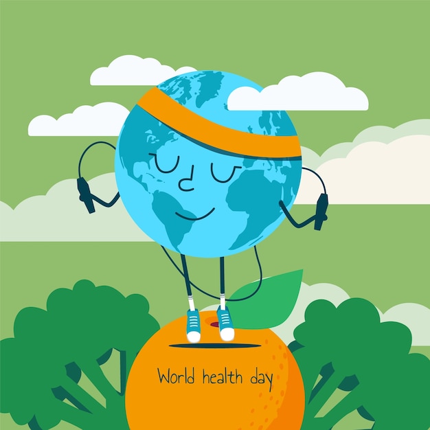 Ilustração do Dia Mundial da Saúde em design plano
