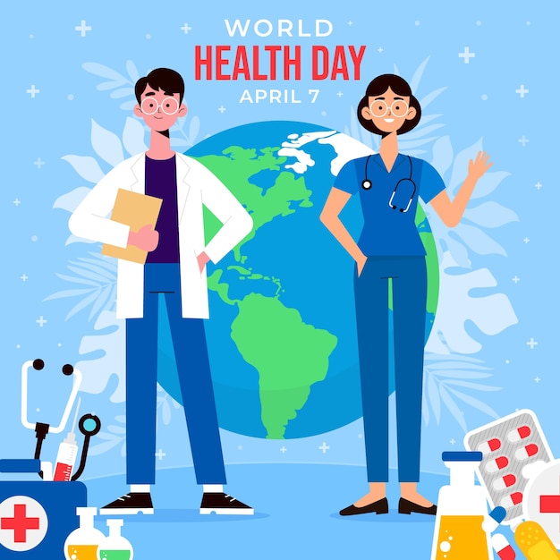 Ilustração do dia mundial da saúde plana