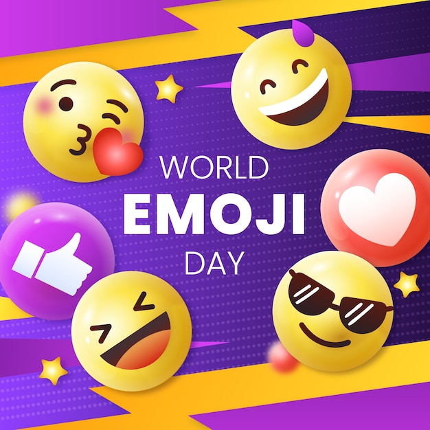 Ilustração do Dia Mundial do Emoji Gradiente