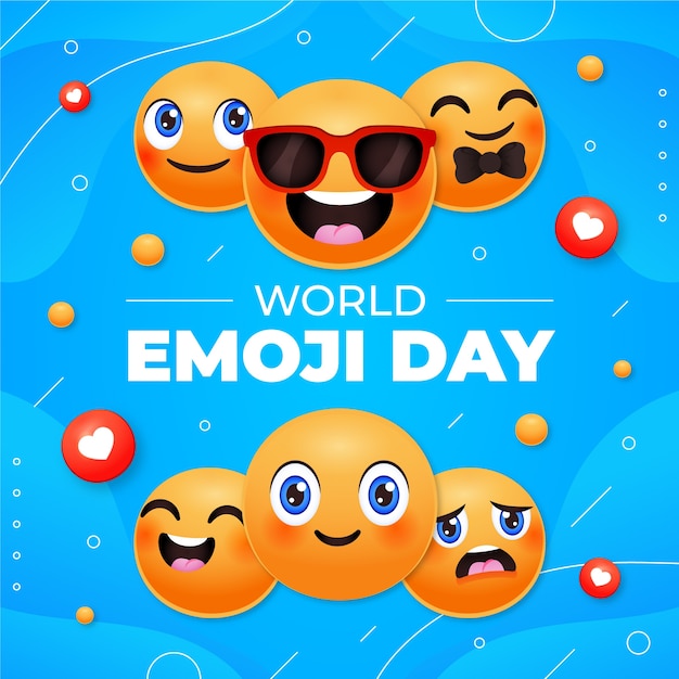 Vetor ilustração do dia mundial do emoji gradiente