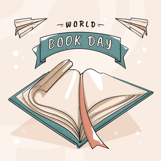 Ilustração do dia mundial do livro desenhada de mão