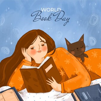 Ilustração do dia mundial do livro desenhada de mão