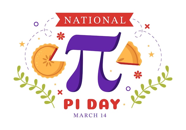 Ilustração do dia mundial do pi com constantes matemáticas ou torta doce assada para modelo de página de destino