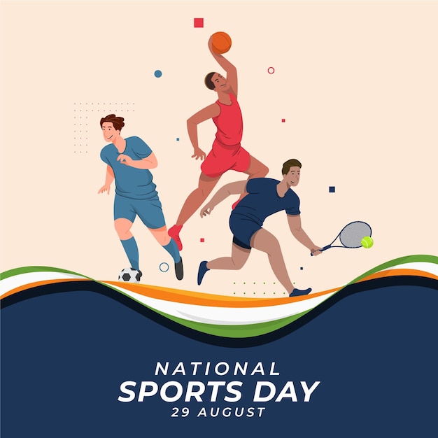 Ilustração do dia nacional do esporte da índia