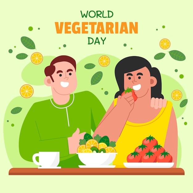 Vetor ilustração do dia vegetariano do mundo plano