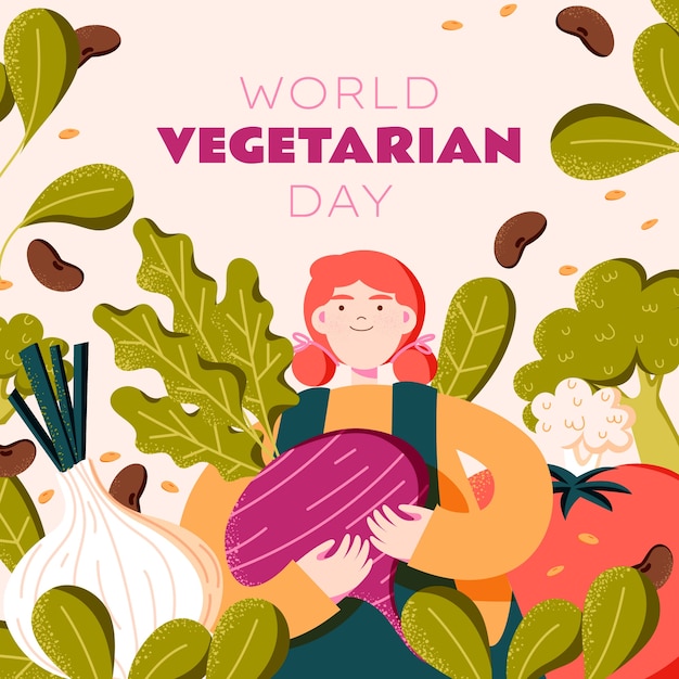 Ilustração do dia vegetariano do mundo plano