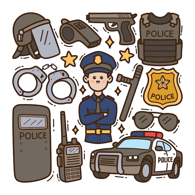 Vetor ilustração do doodle da polícia