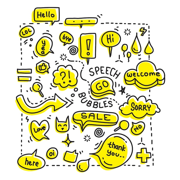 Ilustração do Doodle das bolhas da fala