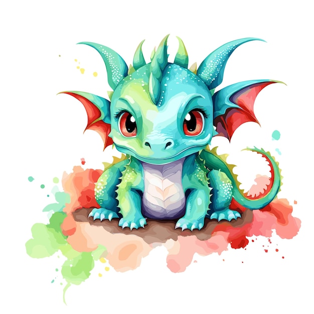 Vetor ilustração do dragão branco fundo dragão verde dragão colorido