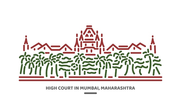 Vetor ilustração do edifício do supremo tribunal de maharashtra em mumbai