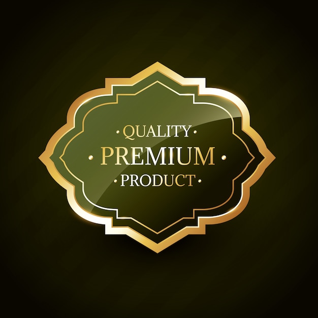 Ilustração do emblema de rótulo de qualidade dourada de produto premium