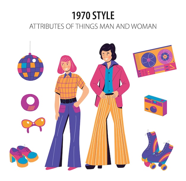 Ilustração do estilo da moda 1970