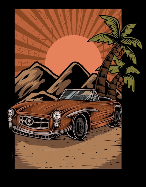 Ilustração do estilo retro do carro vintage