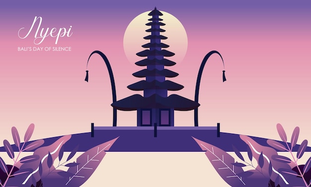 Ilustração do feliz dia nyepi da cultura indonésia