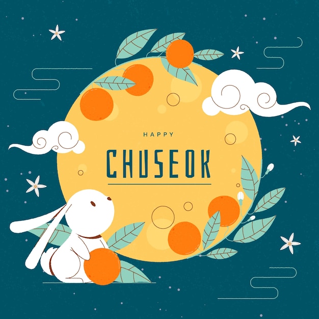 Vetor ilustração do festival de chuseok plano