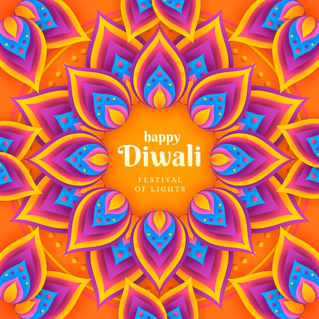 Ilustração do festival de diwali de estilo de papel