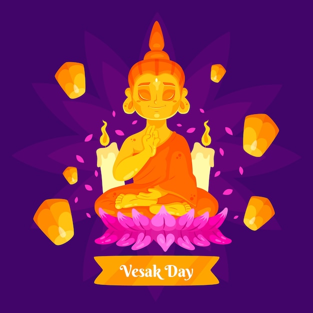 Ilustração do festival de vesak plano