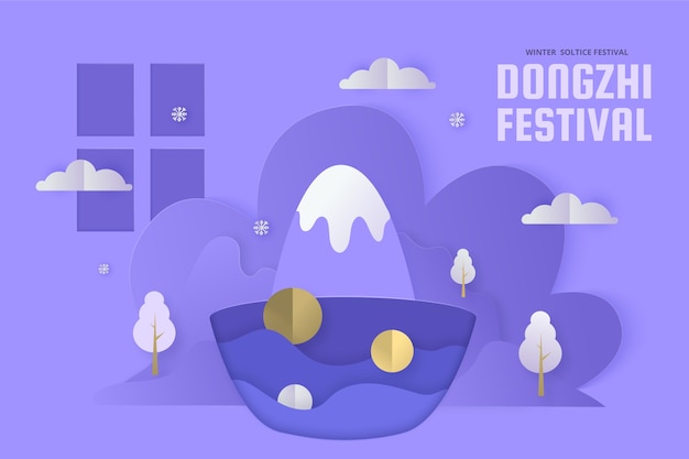 Vetor ilustração do festival dongzhi em estilo de papel