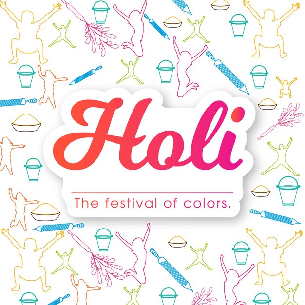 Vetor ilustração do festival holi com caligrafia complexa e colorida