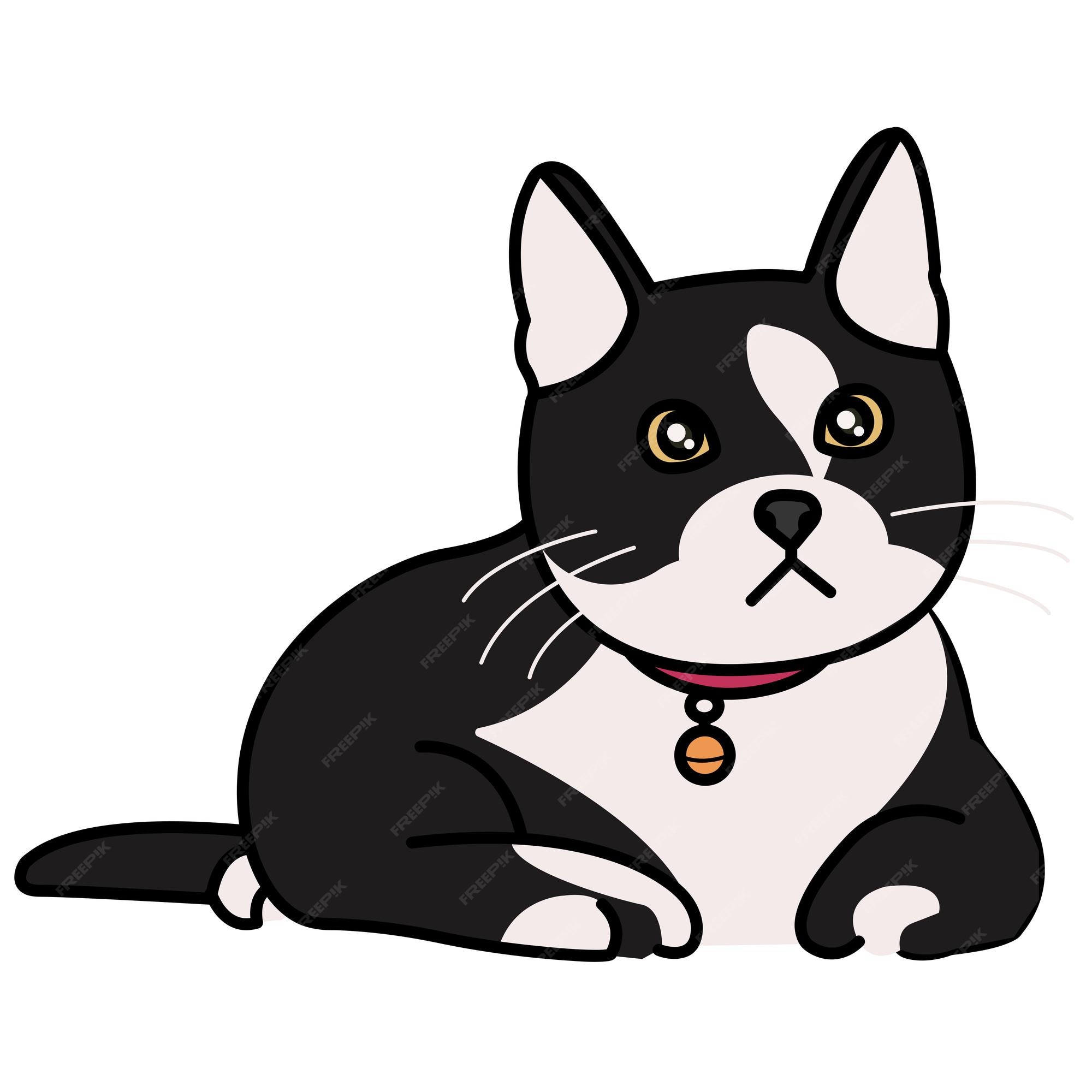 Gato Preto E Branco Dos Desenhos Animados Ilustração do Vetor - Ilustração  de estilizado, animais: 40375470