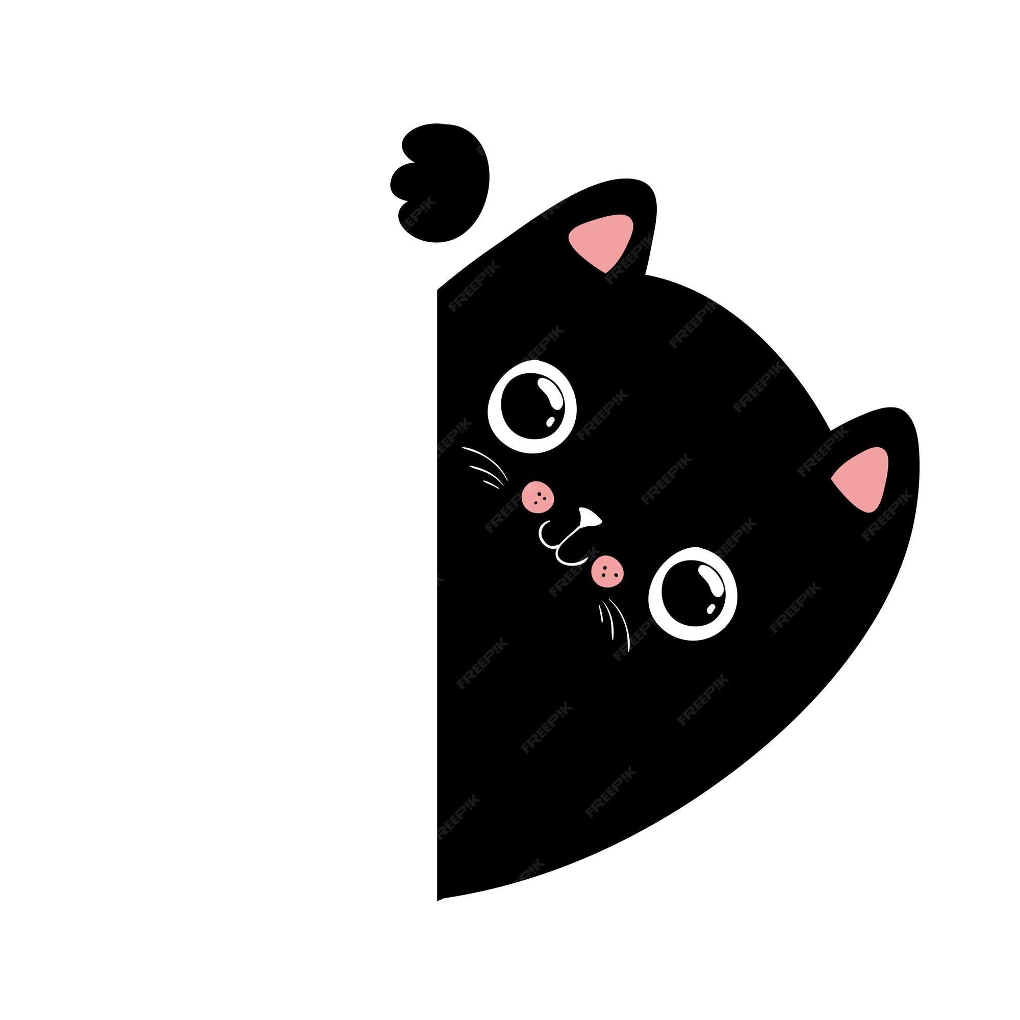 Gato preto squishmallow corte e cola applique papel jogo gato gatinho  kawaii cartoon ilustração vetorial isolado eps 10