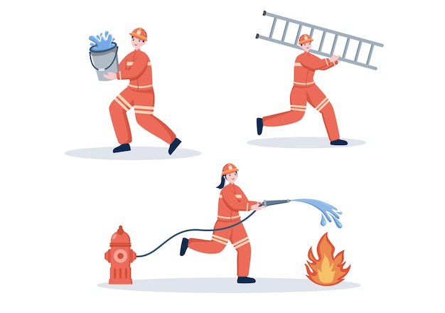 Ilustração do grupo de bombeiros