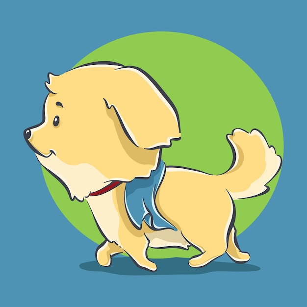 Ilustração do ícone de desenho animado de cachorro fofo correndo