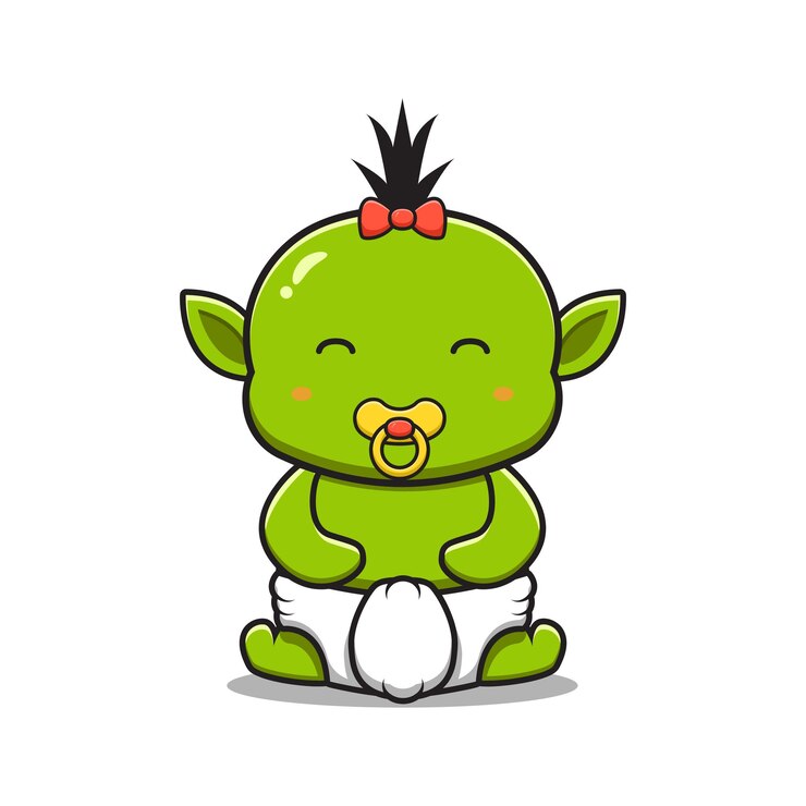 Vetor ilustração do ícone de desenho animado do bebê goblin