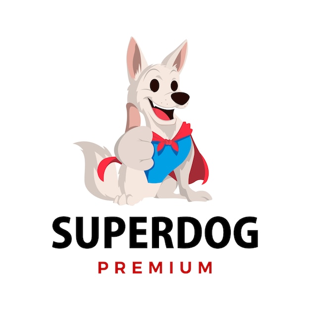 Ilustração do ícone do logotipo do personagem mascote super cachorro