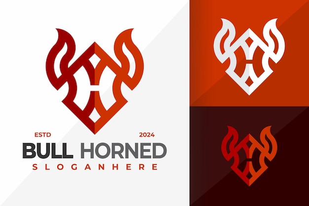 Ilustração do ícone do símbolo vetorial do logotipo da letra H Bull