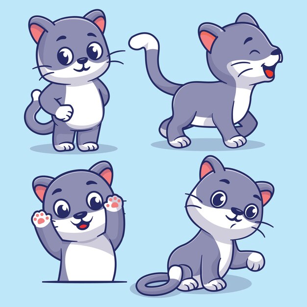 Ilustração do ícone do vetor de personagem de desenho animado gato bonito. conceito engraçado do ícone da natureza animal isolado.