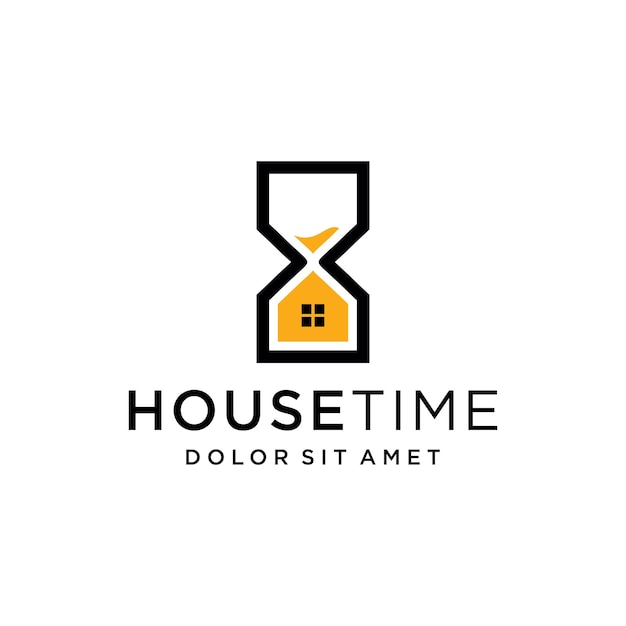 Ilustração do ícone do vetor do logotipo da ampulheta do horário da casa
