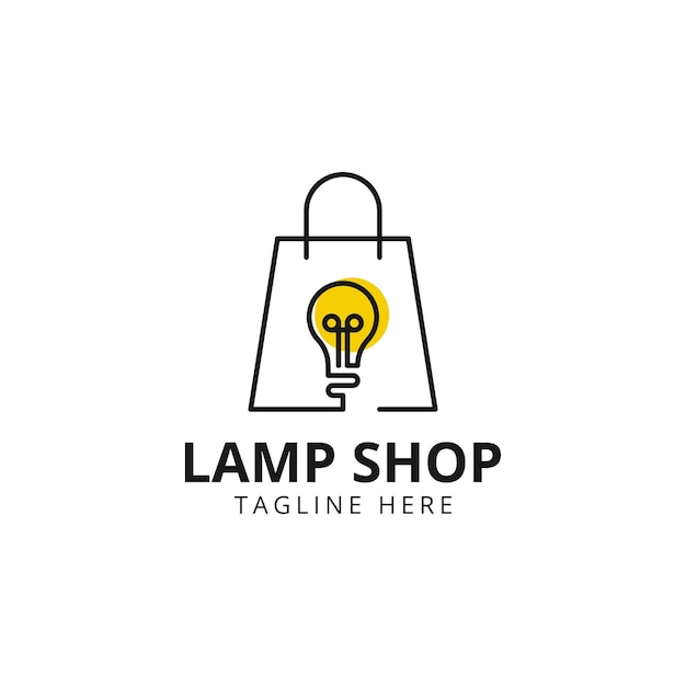 Ilustração do ícone do vetor do logotipo do saco de compras da loja da lâmpada da lâmpada