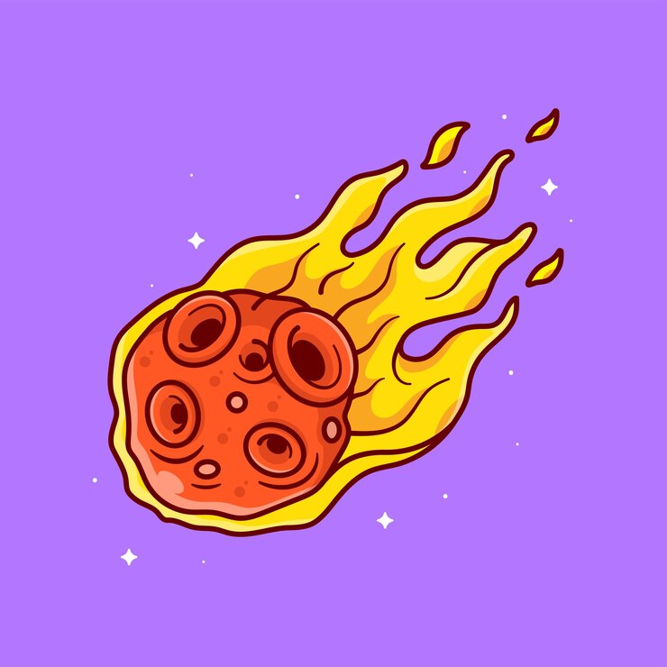 Vetor ilustração do ícone do vetor dos desenhos animados do meteoro ardente conceito do ícone do objeto da ciência isolado vetor premium