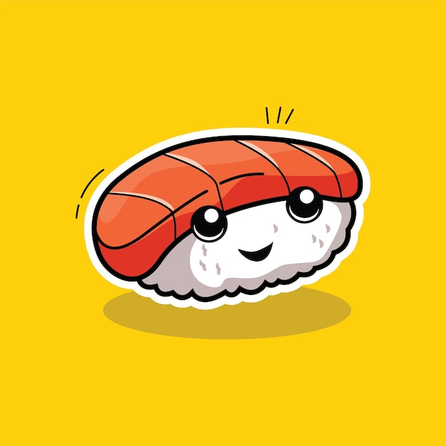 Vetor ilustração do ícone do vetor sushi bonito dos desenhos animados. conceito de ícone de comida asiática. vetor premium isolado