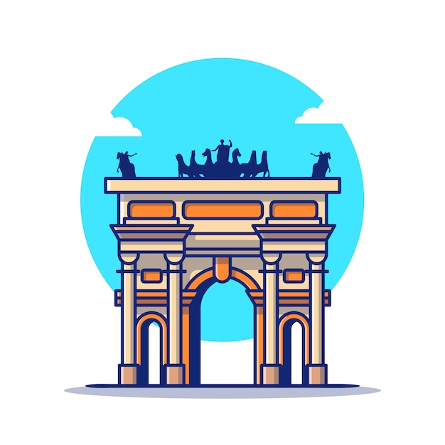 Ilustração do ícone dos desenhos animados arco della pace. conceito de ícone itinerante famoso edifício isolado. estilo flat cartoon