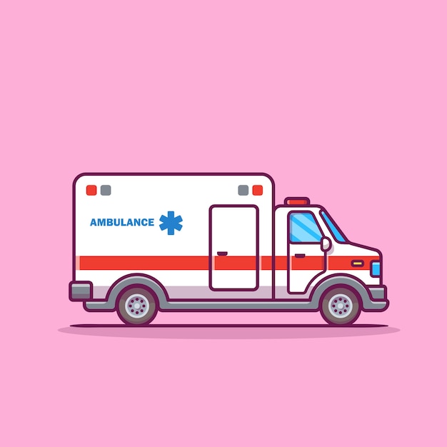 Vetor ilustração do ícone dos desenhos animados da ambulância.