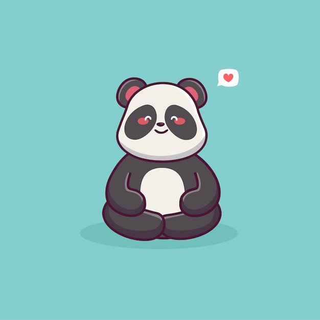 Ilustração do ícone dos desenhos animados de ioga de panda fofo meditação