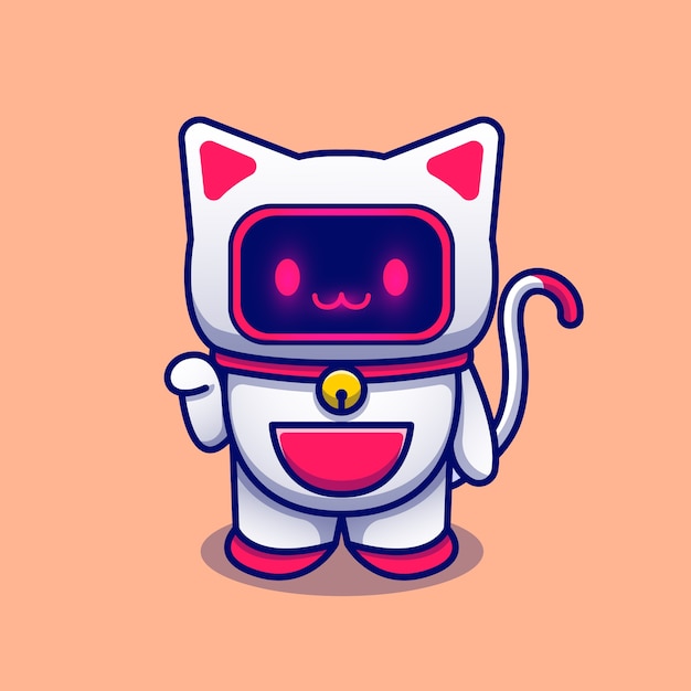 Ilustração do ícone dos desenhos animados do robô gato. conceito de ícone de tecnologia animal isolado. estilo flat cartoon