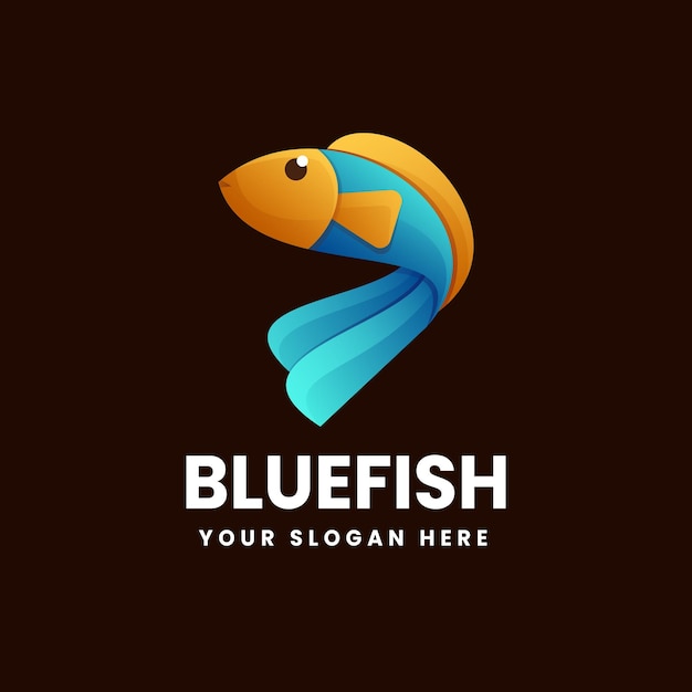 Ilustração do ícone vetorial do logotipo do gradiente de peixe