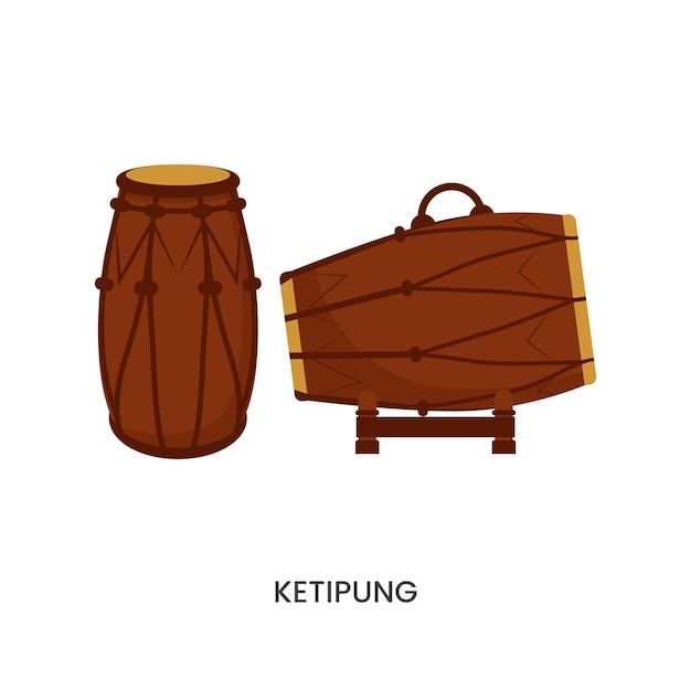 Ilustração do instrumento musical tradicional indonésio ketipung