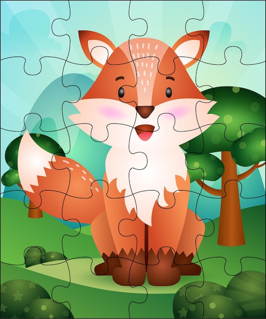 Jogo De Quebra-cabeças Vetorial Para Crianças. Puzzle Com Lobo. Jogo De  Quebra-cabeça Para Criança. Ilustração do Vetor - Ilustração de corte,  colagem: 235709781