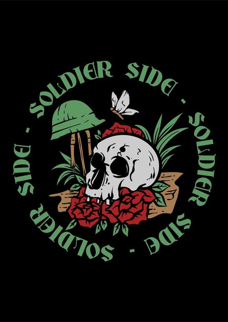 Ilustração do lado do soldado design de streetwear de arte vetorial