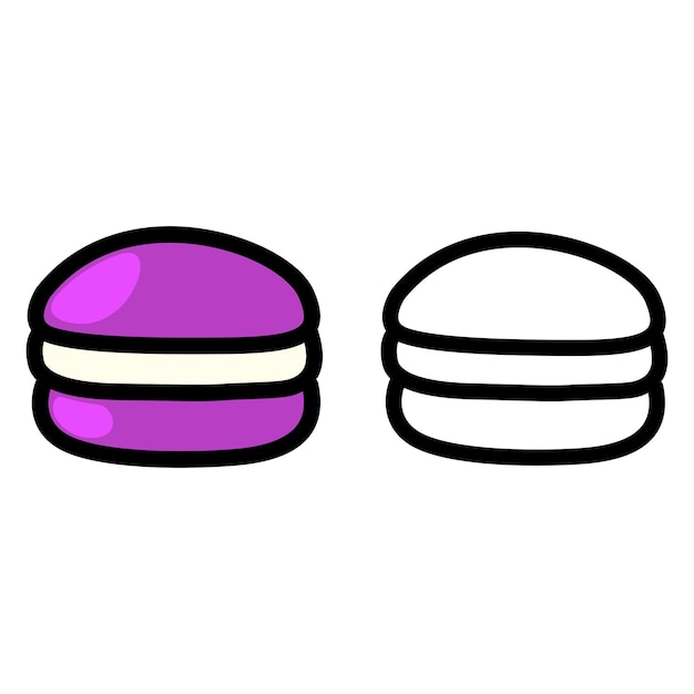 Ilustração do livro para colorir isolado do macaron colorido e preto e branco