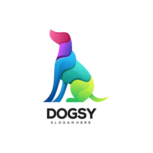 Ilustração do logotipo cão gradiente colorido