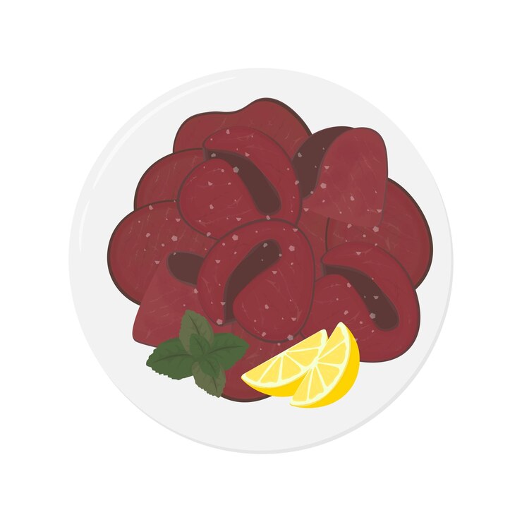 Vetor ilustração do logotipo clip art top view fatias de carne de bresaola