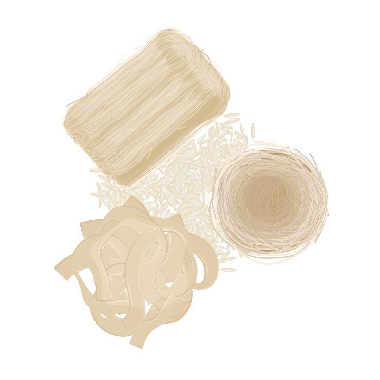 Vetor ilustração do logotipo clipart tipos de macarrão de arroz vermicelli de arroz ou bastões de arroz